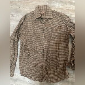 Michael Kors Brown Checkered Casual Button Down Shirt